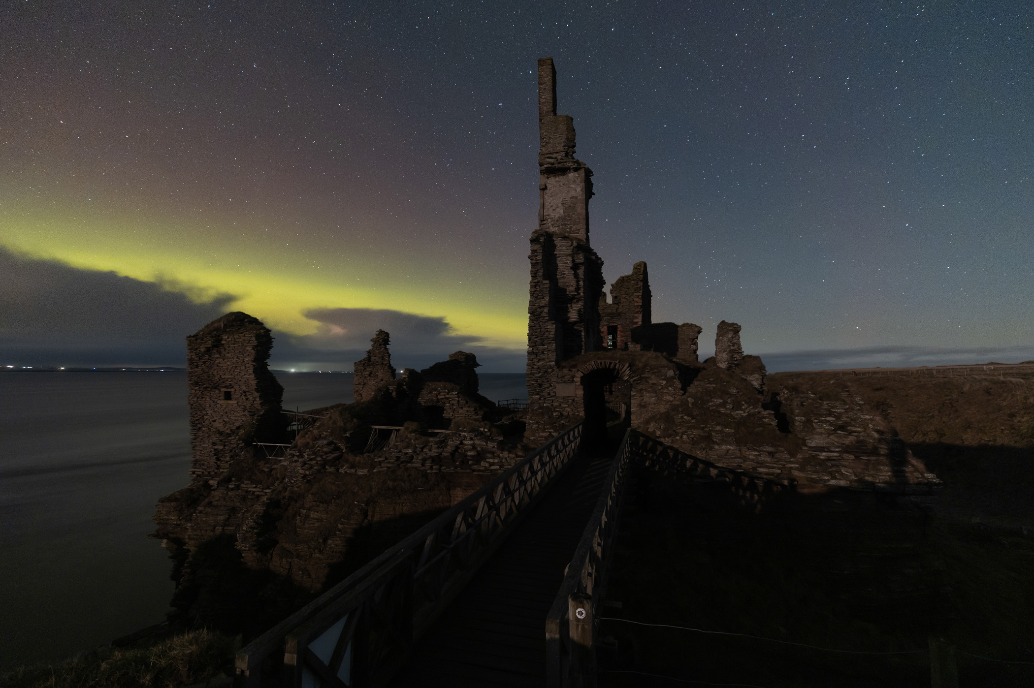 Scotland Castle Sinclair Girnigoe Aurora