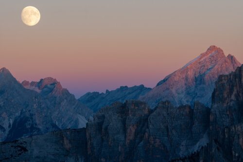 Moonrise over the Dolomites