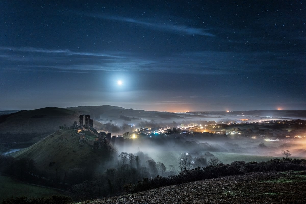 Corfe Castle Moonlight