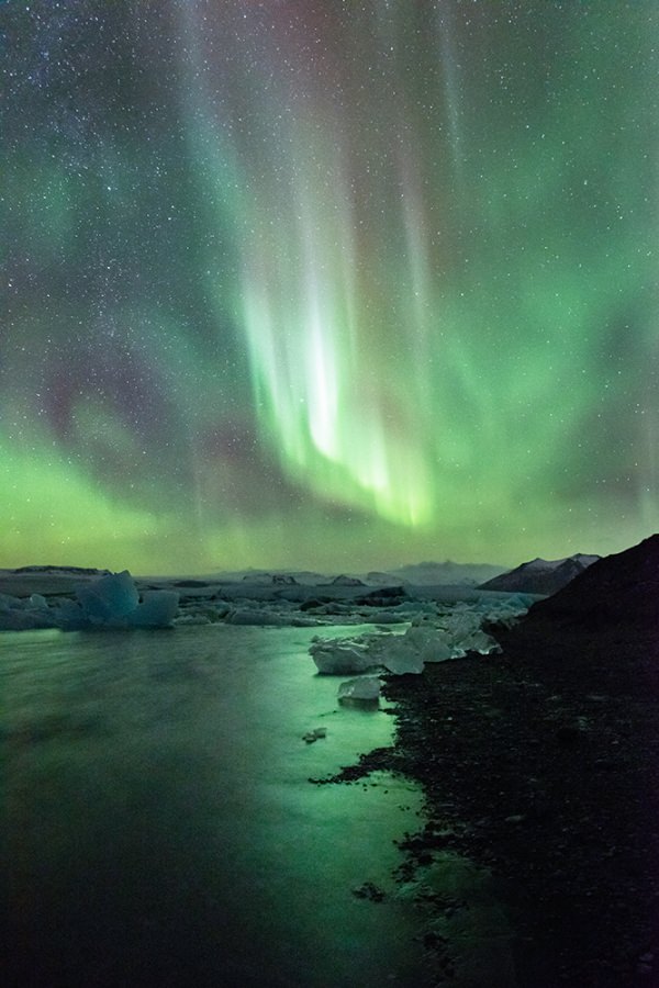Jökulsárlón Glacial Lagoon Aurora