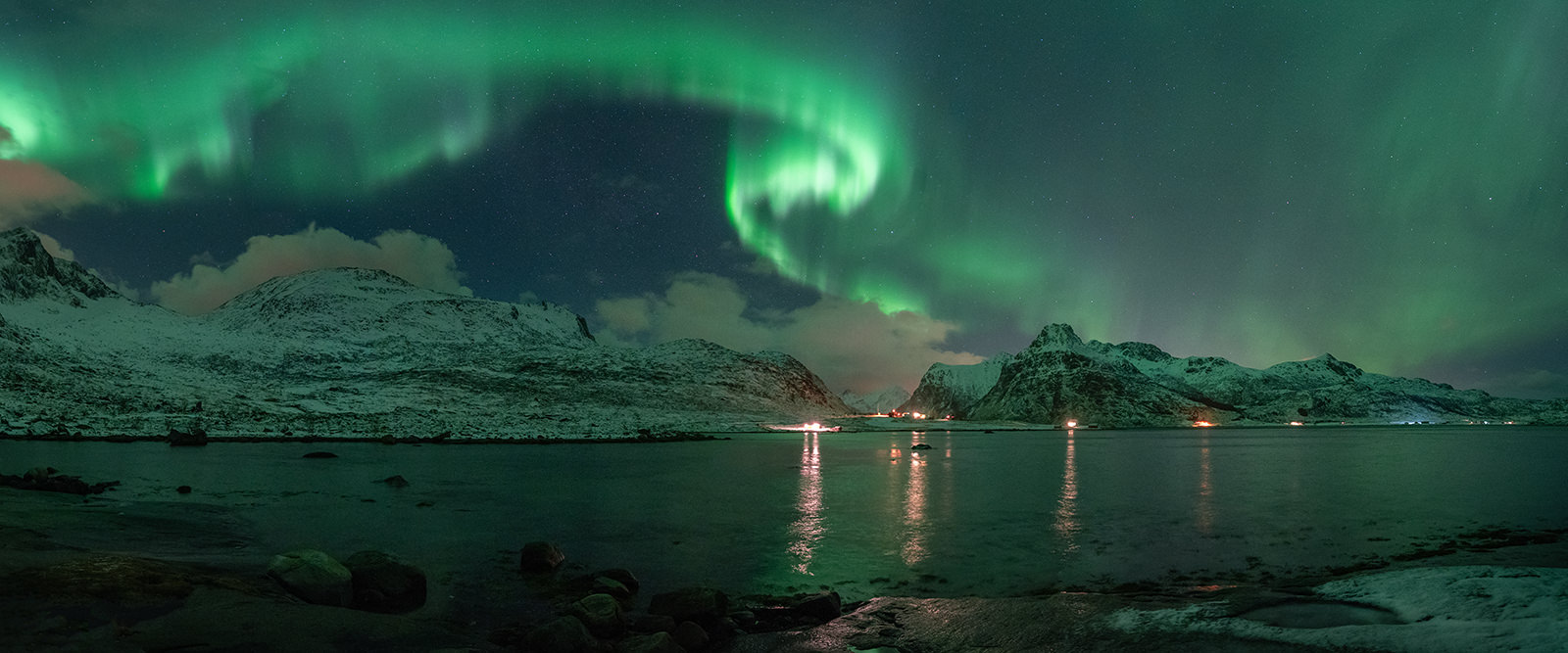 Flakstad Fjord Northern Lights