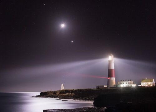 Mars Venus and a Crescent Moon